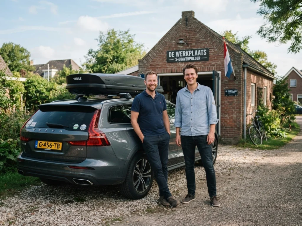 Het team van VakantieVerhuurZeeland bij de werkplaats in ’s-Gravenpolder